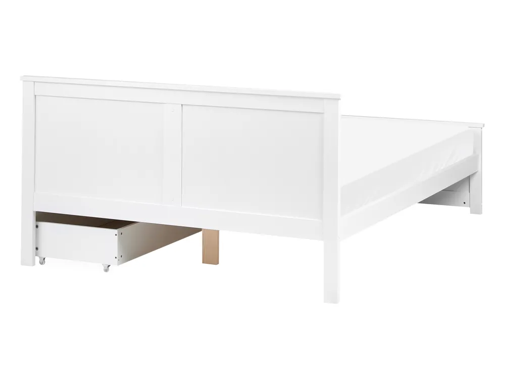 Bed with 2 Drawers SABRAN Pine Wood White 140 x 200 cm (EU Double)_1061262