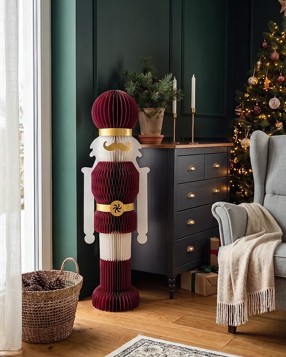 Christmas Decoration VINTERELV 100 cm Nutcracker Dark Red