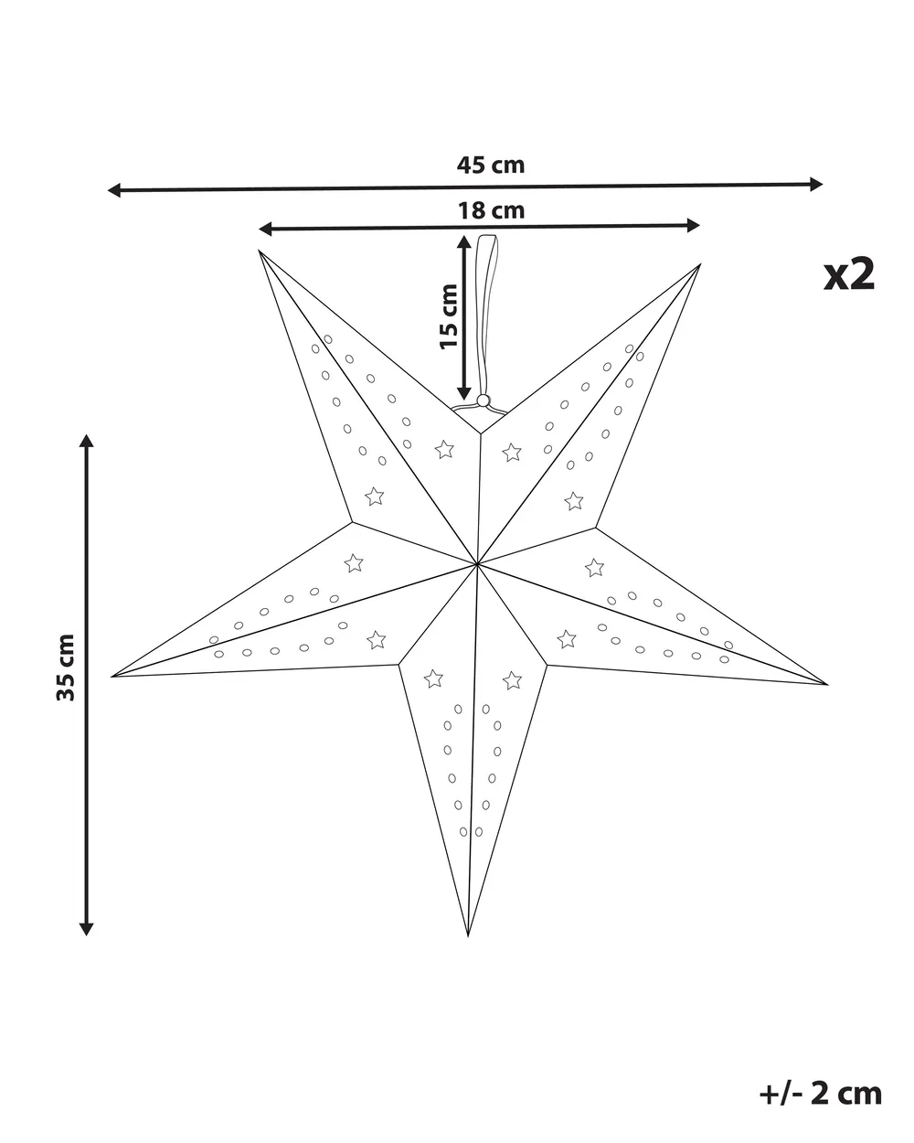 Wanddekoration 2er Set LED MOTTI 45 cm Stern Schwarz_835563