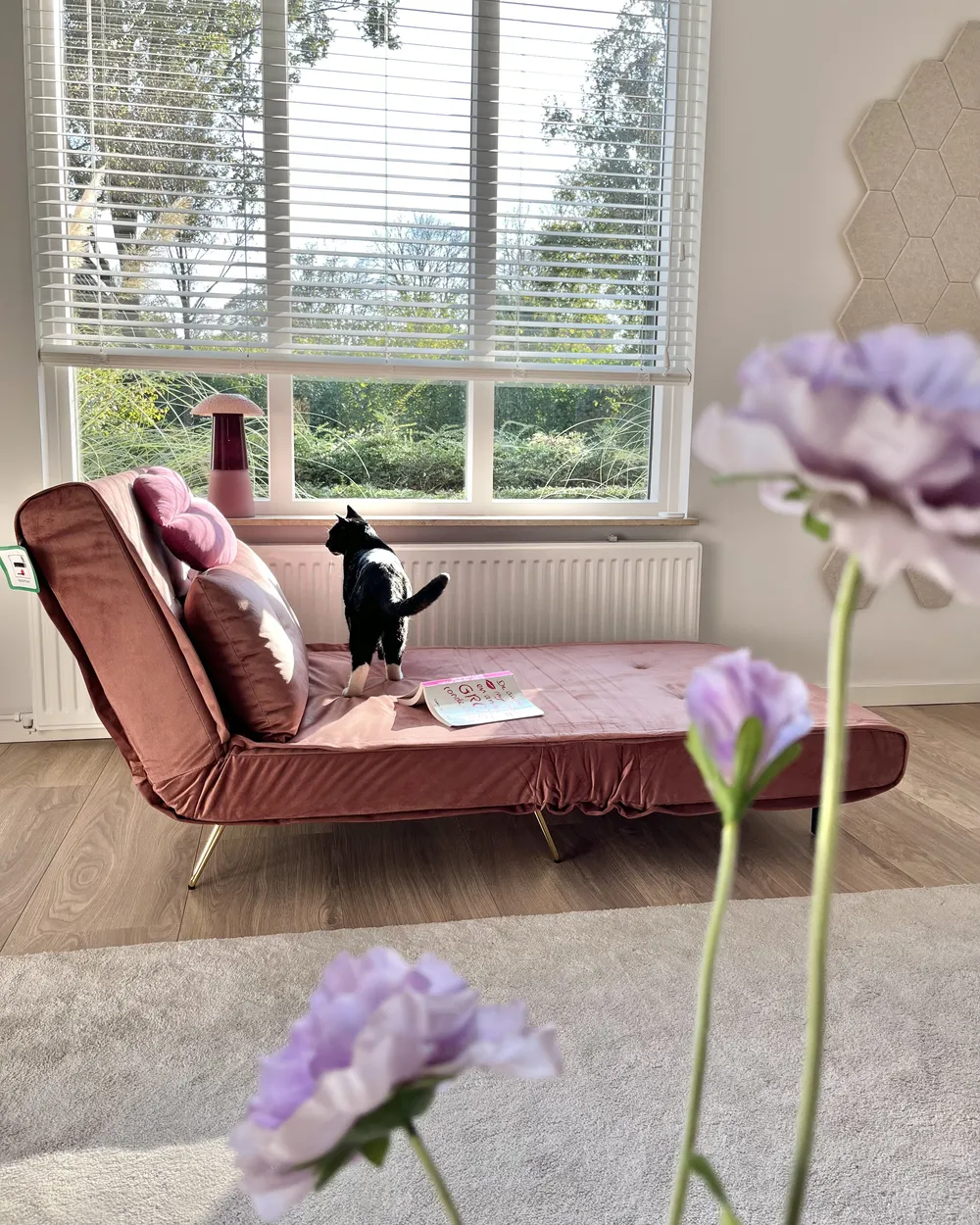 1-Sitzer Schlafsofa VESTFOLD Samtstoff Rosa_953742