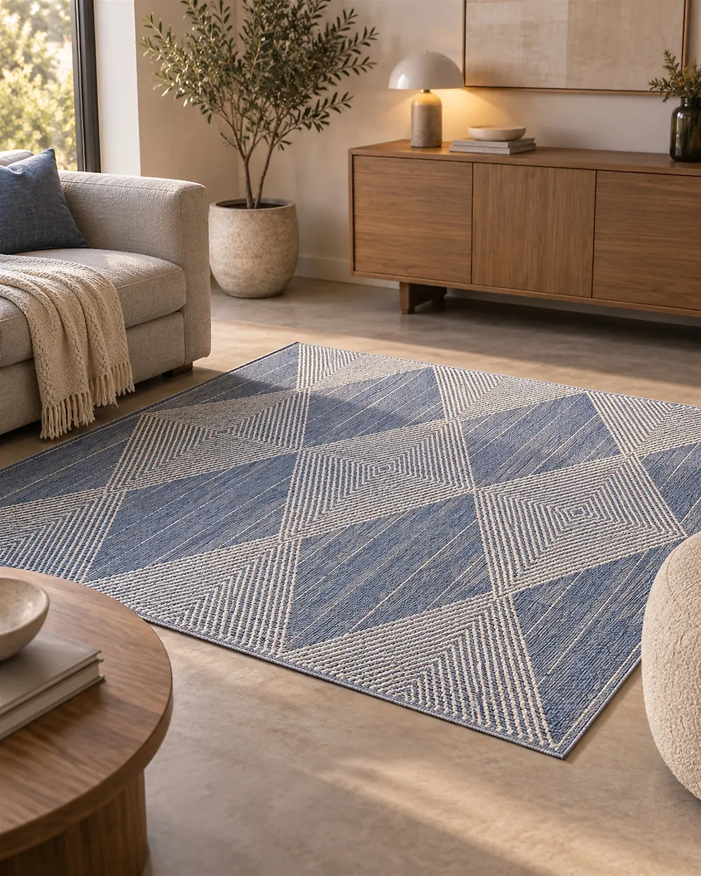 Teppich DATCA Blau 200 x 200 cm Wolle