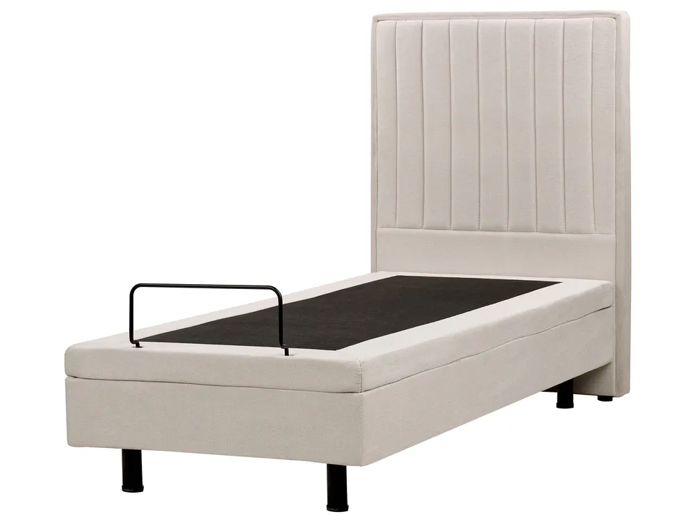 Adjustable Bed Fabric DUKE II 80 x 200 cm (EU Small Single) Light Beige_910504