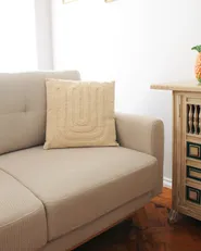 Dekokissen 2er Set TATSOI 45 x 45 cm Baumwolle Beige Geometrisches Muster_1018193