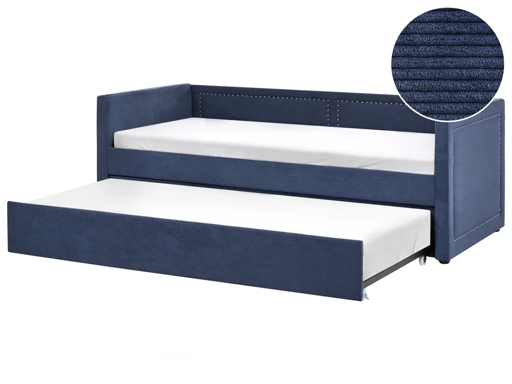Ausziehbett Cord MIMIZAN 90 x 200 cm Marineblau_1118351