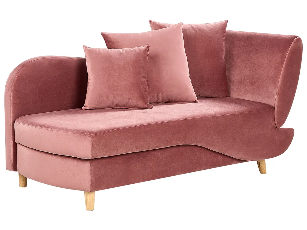 Rechtsseitige Chaiselongue MERI mit Stauraum Samtstoff Rosa_914303
