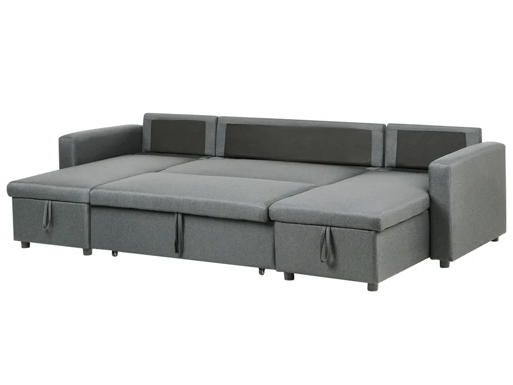 U-Shape Sofa Bed 5 Seater SOMMEN with Storage Fabric Dark Grey_987196