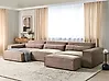 Modul Ecksofa 4-Sitzer HELLNAR mit Ottomane Stoff Hellbraun rechtsseitig