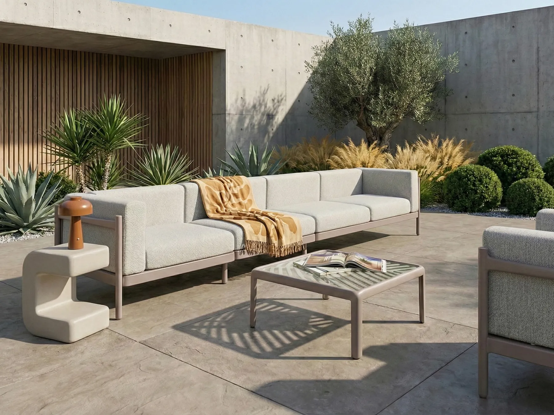 Gartensofa 4-Sitzer FERRETTI Taupe_1058018