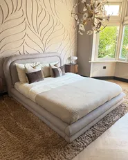 Bed Faux Linen LAVARDENS 160 x 200 cm (EU King Size) Taupe_1063620