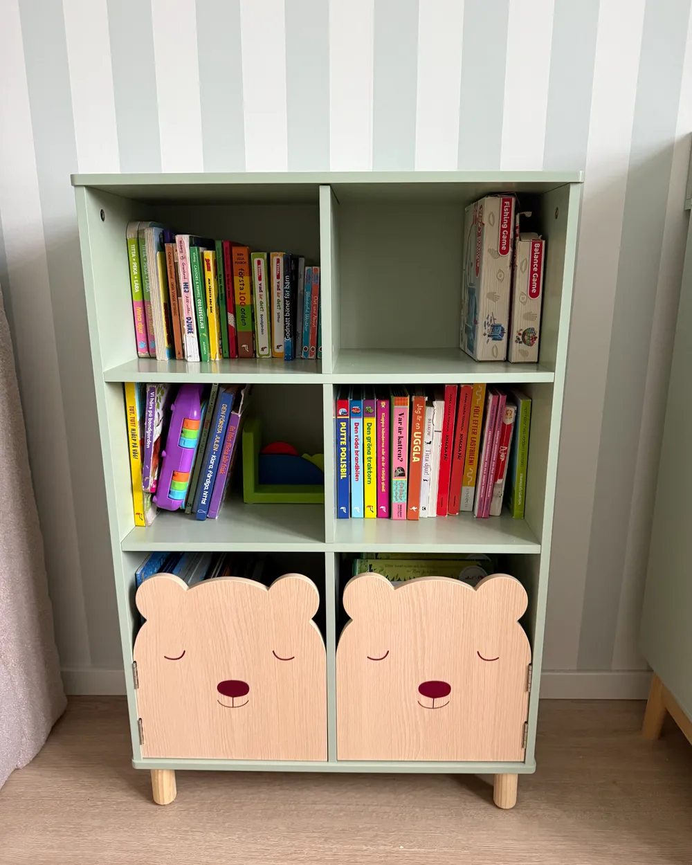 Bücherregal mit 3 Ebenen NOBBY 90 cm Hellgrün_1055361