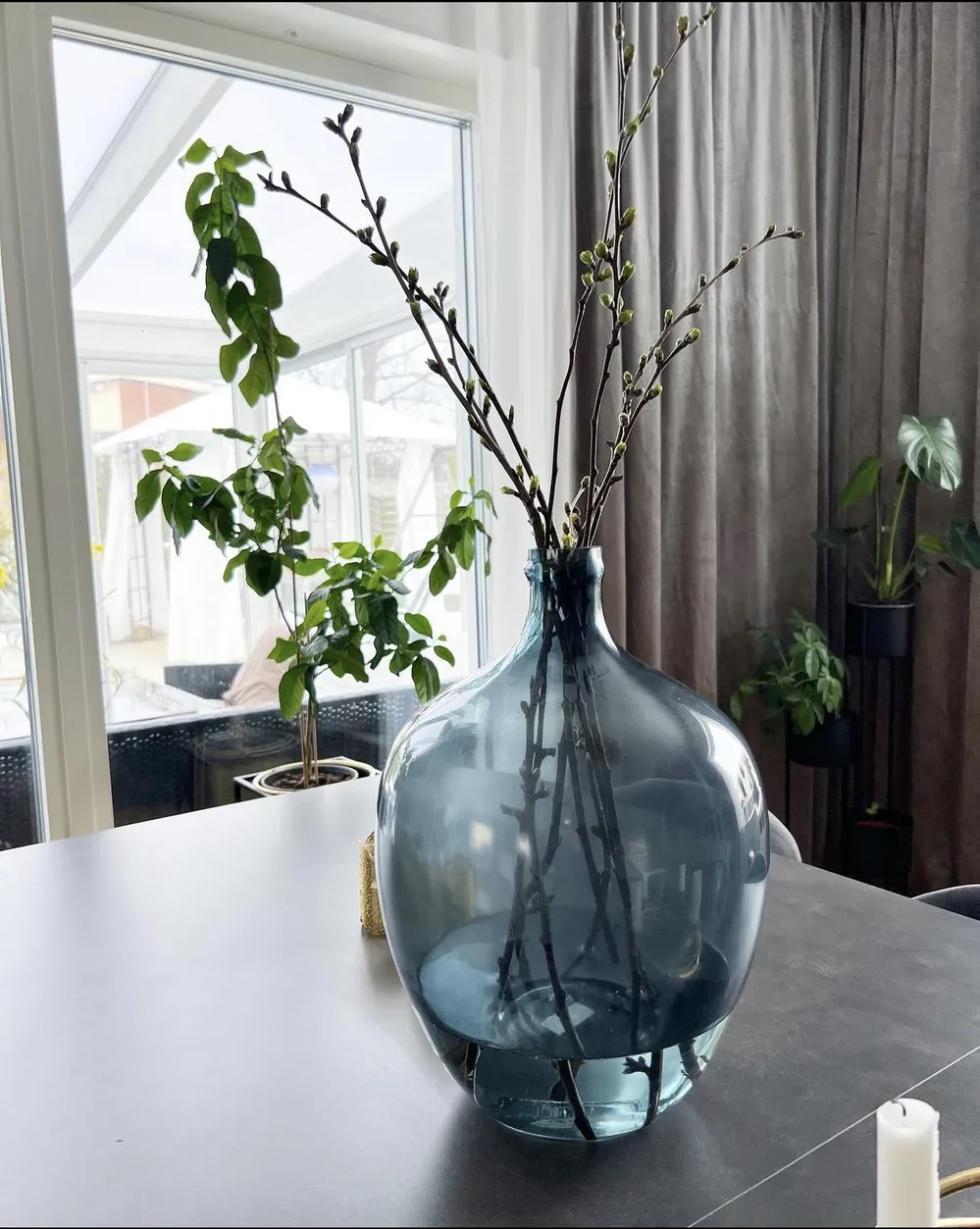 Blumenvase ROTI 39 cm Glas Blau_859612