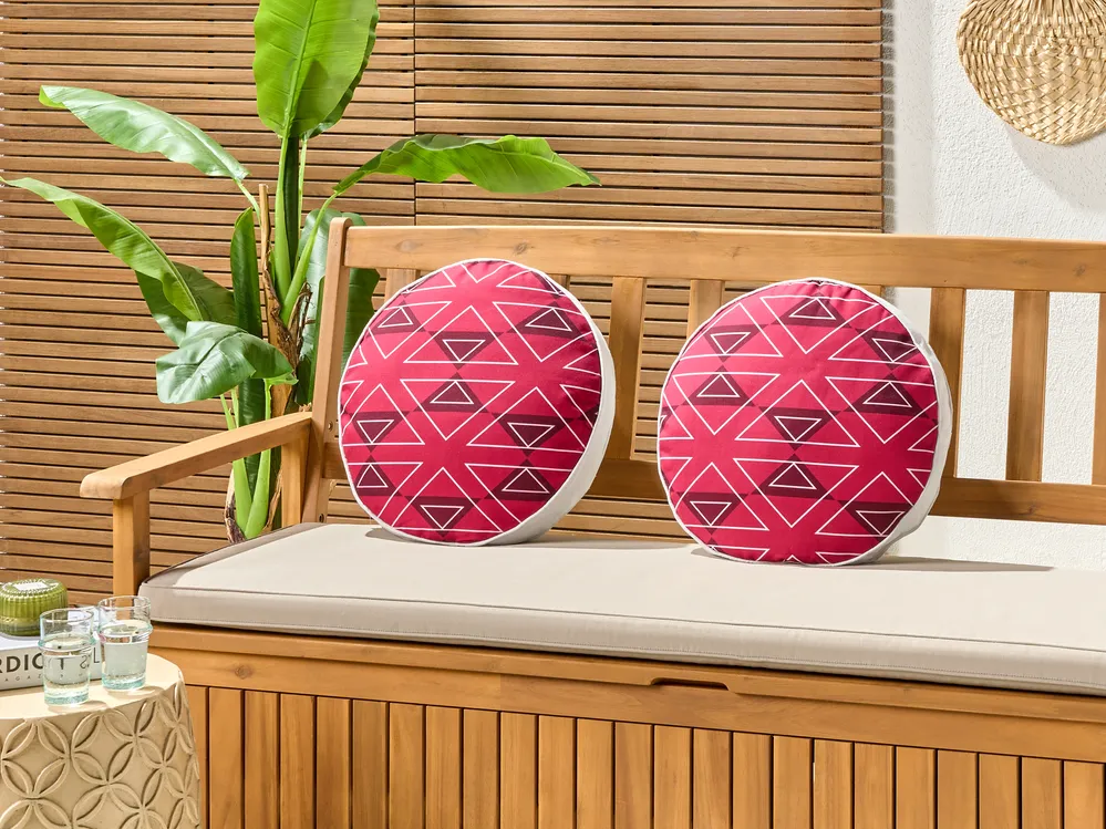 Gartenkissen 2er Set MEZZANO Geometrisches Muster 40 x 40 cm Rosa_894824