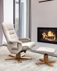 Massage Chair RELAXPRO with Footstool Faux Leather Light Beige_1014371