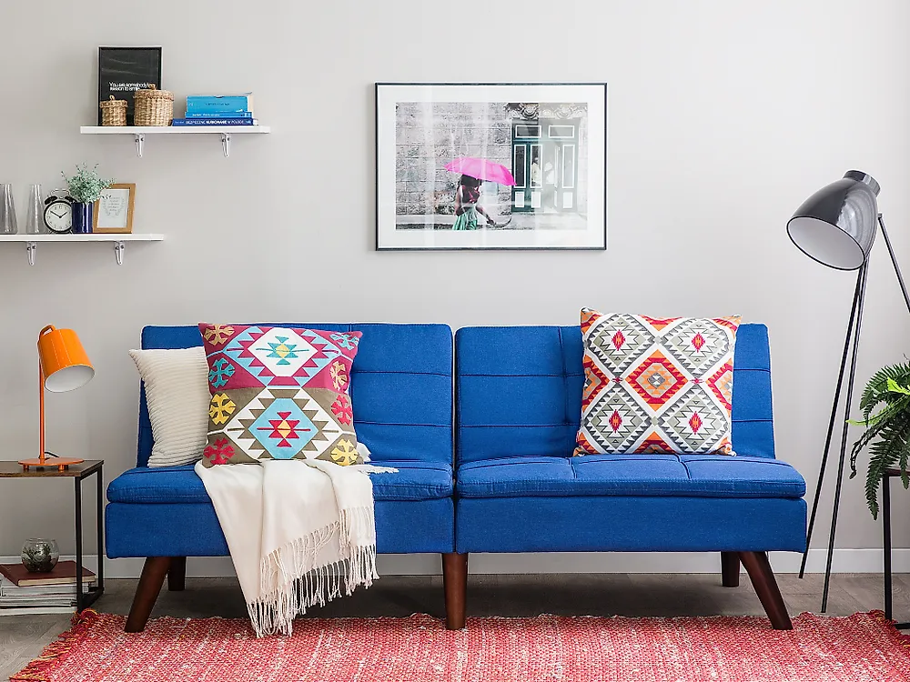 Schlafsofa 3-Sitzer RONNE Stoff Marineblau_1187263