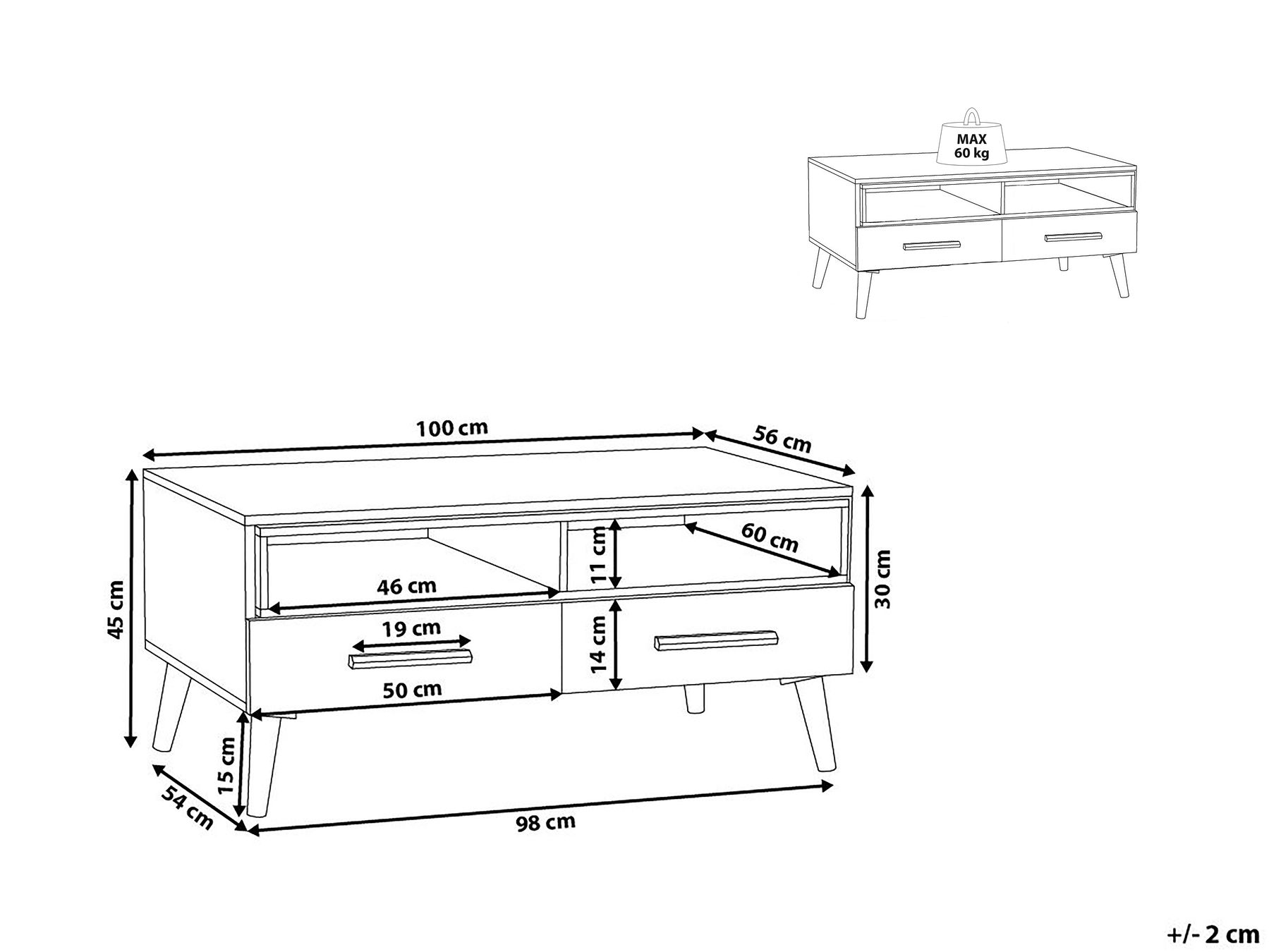 Coffee Table ALLOA with Storage Light Brown/ White_713003