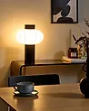 Tischlampe ABENS Holz Schwarz