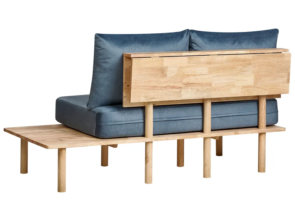Sofa 2-Sitzer SALO mit Tischen Stoff Blau_932599