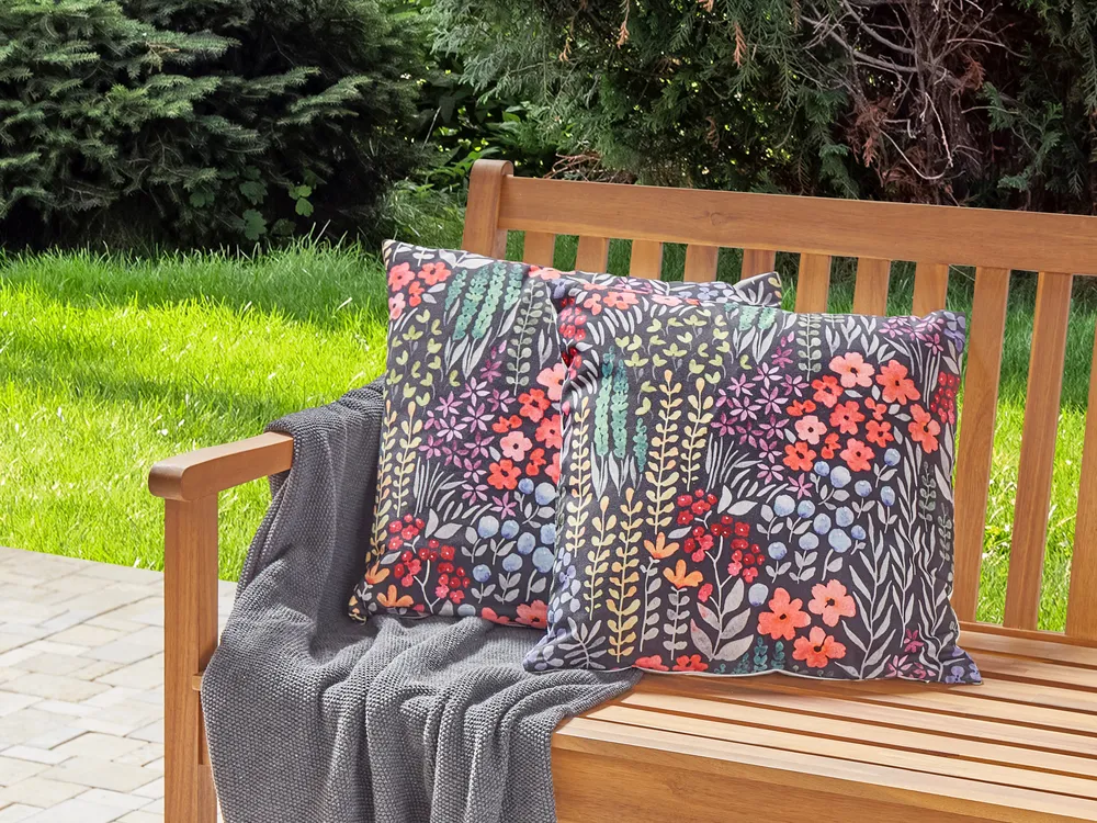 Gartenkissen 2er Set CASTELARO Blumenmuster 45 x 45 cm Bunt