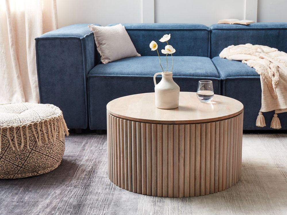 Couchtisch KIRKWOOD mit Stauraum Mangoholz Hellbraun