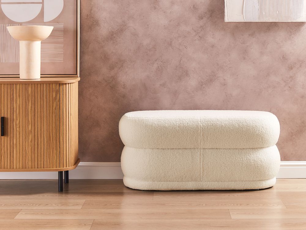 Banc rembourré ELLENDALE Bouclé Blanc cassé
