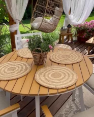 Gartenmöbel Set 4-Sitzer CAVOLI inkl. Kissen Metall Beige_931854