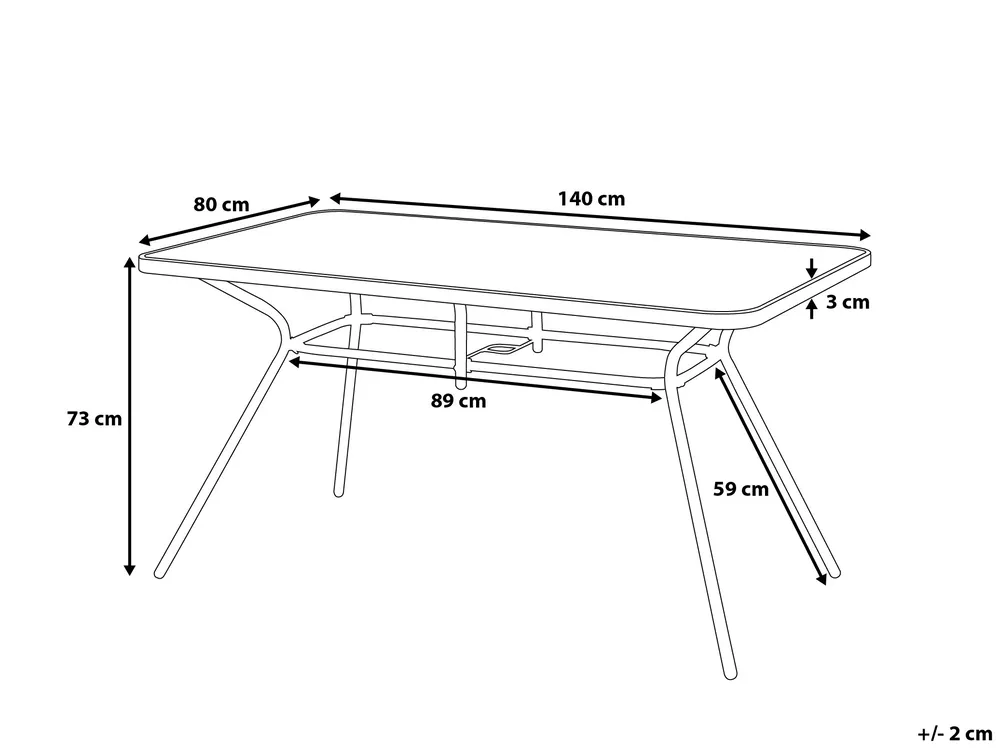 Gartentisch LIVO 140 cm 80 cm Glas Schwarz_760528