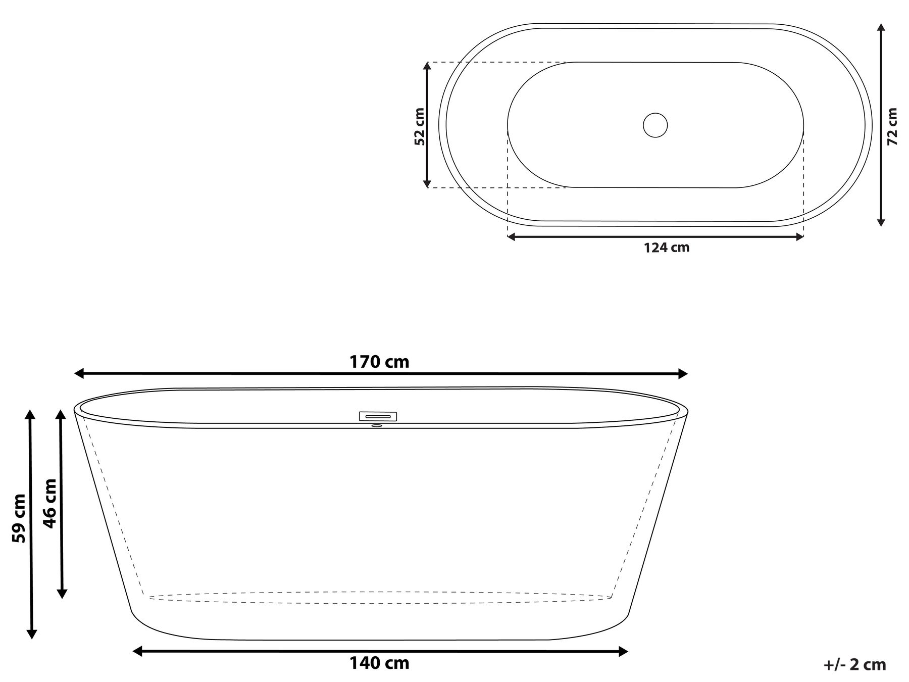 Freestanding Bathtub HAVANA 1700 x 730 mm White_858166