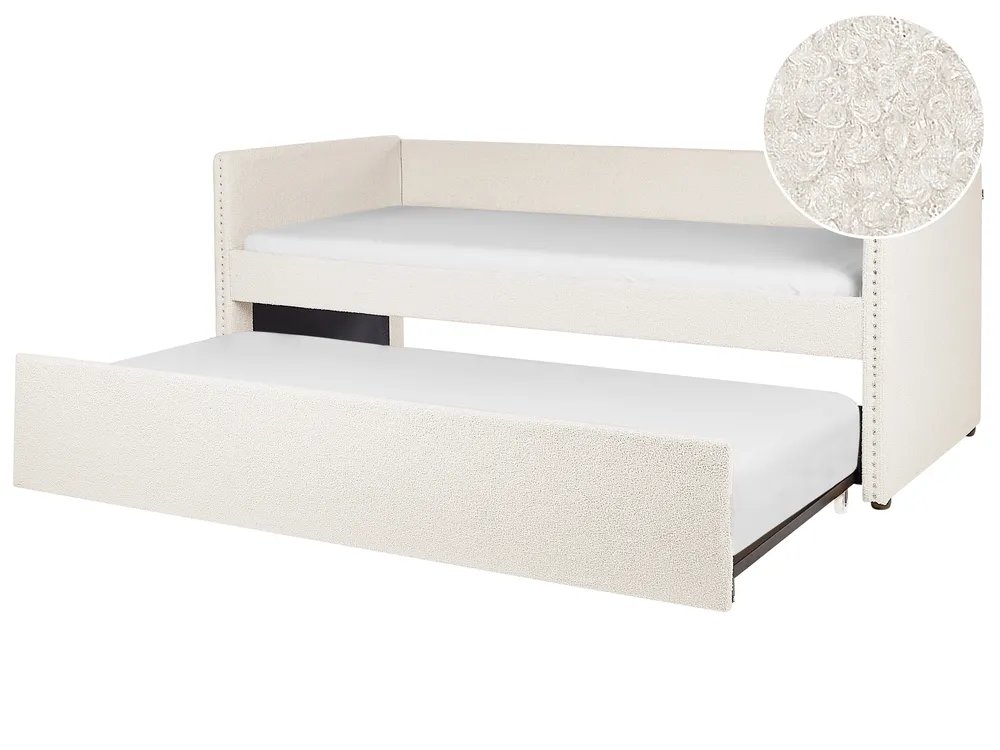 Ausziehbett Bouclé TROYES 90 x 200 cm Hellbeige