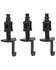 Set of 3 Christmas Stocking Holders KAJAANI 22 cm Nutcracker Black_1010894