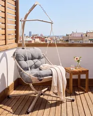 Hanging Chair with Stand ALGHERO Metal Grey_1094858