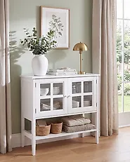 Sideboard mit Glastüren mit Ablage INLET 80 cm Weiß_1185511