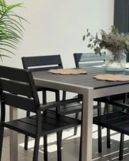 Gartentisch VERNIO 180 cm 90 cm Metall Schwarz / Silber_994264