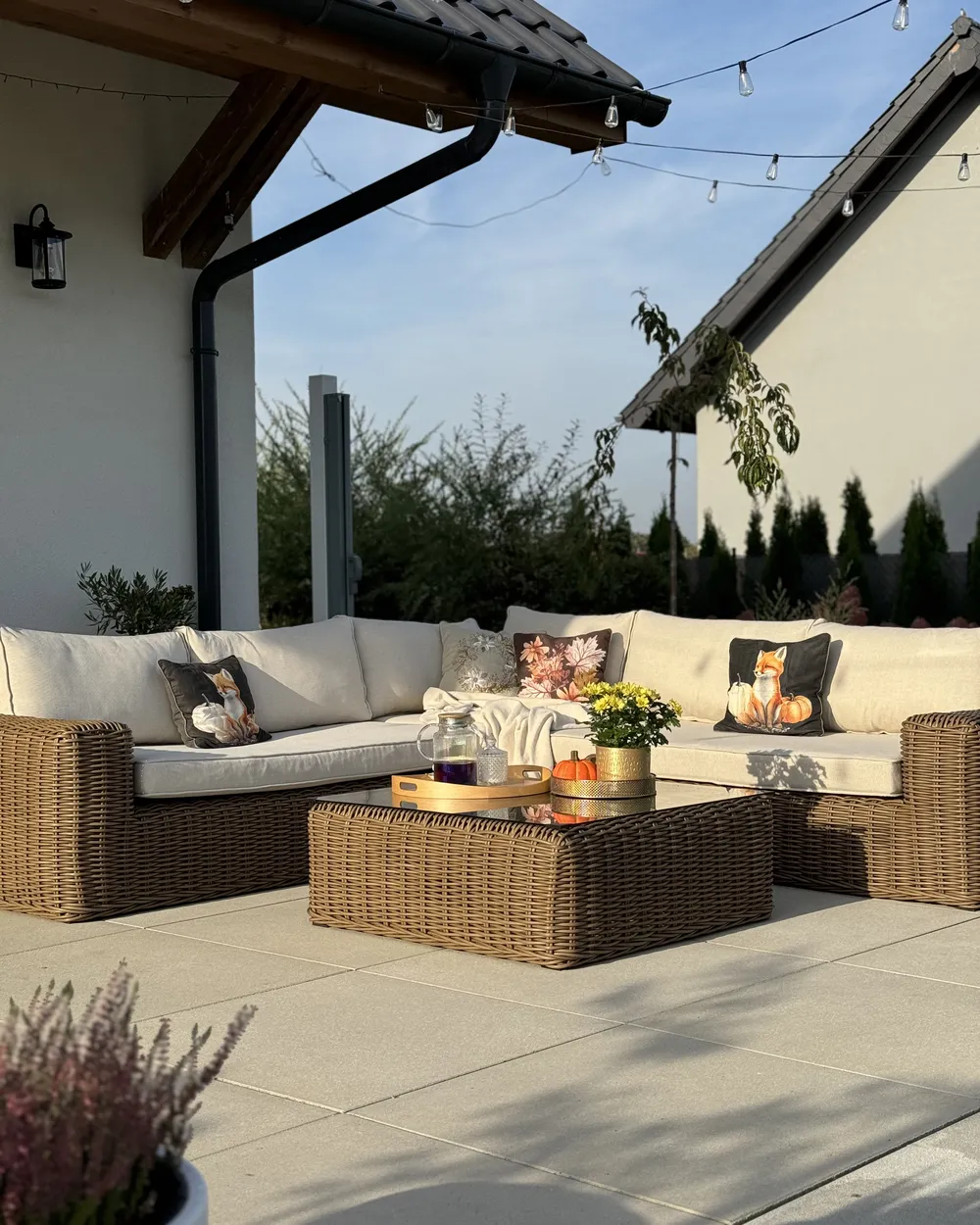 Garten Ecksofa mit Ottomane 6-Sitzer PALERMO modular Polyrattan Braun_949364