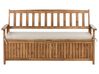 Gartenbank mit Auflage SOVANA 160 cm mit Stauraum Akazienholz Beige