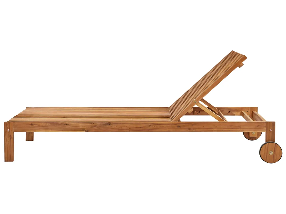 Sun Lounger BELLANO Reclining Acacia Wood Brown_922262