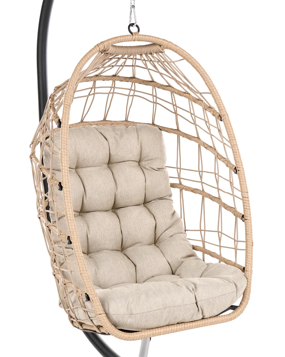 Hanging Chair with Stand MORNESE Metal Natural_1146572