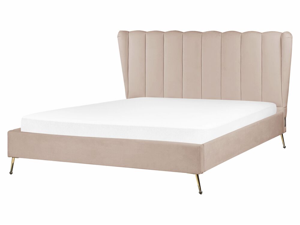 Bed Fluweel MIRIBEL 160 x 200 cm Taupe
