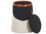 Kids Storage Pouffe APACHE Faux Linen Beige_779603