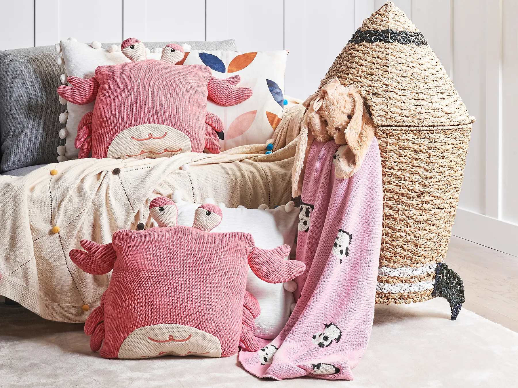 Dekokissen 2er Set JARGALLI 35 x 35 cm Baumwolle Krabbe Rosa_941458