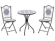 Bistro Set SIPONTO Metall Weiß / Blau_1155709