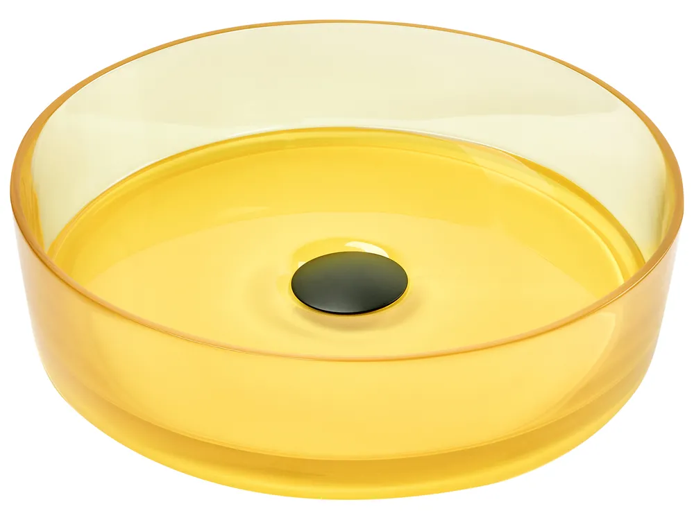 Countertop Basin TOLOSA ⌀ 360 mm Solid Surface Yellow