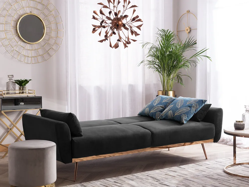 Schlafsofa 3-Sitzer EINA Samtstoff Schwarz_729250