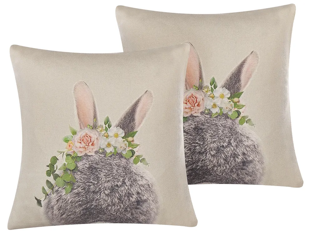 Dekokissen 2er Set FATSIA Baumwolle 45 x 45 cm Taupe