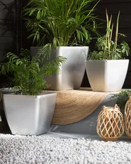 Set mit 2 Blumentöpfen ASTRAS 50 cm Silber_860164