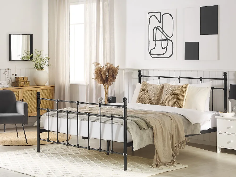 Bed Metal LYNX 160 x 200 cm (EU King Size) Black_1176954