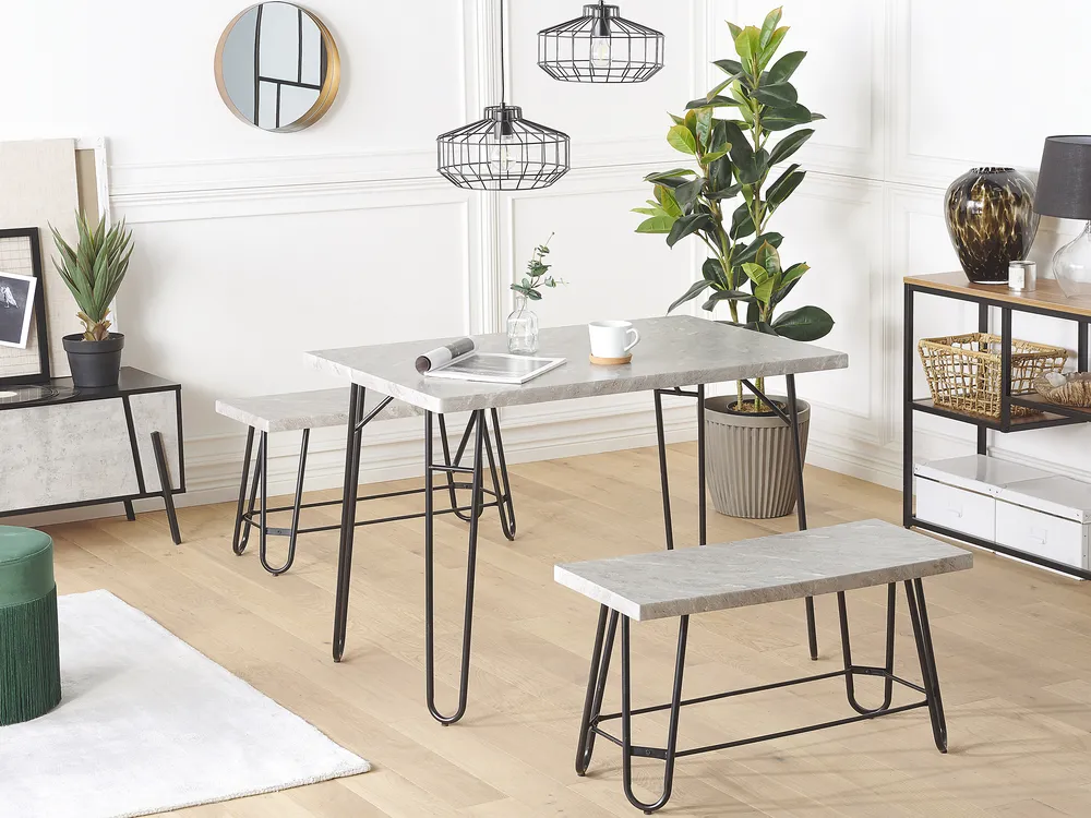 Esszimmer Set KEMPTON Hellgrau 4-Sitzer