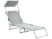 Sonnenliege FOLIGNO mit Relaxfunktion Metall Grau_995207