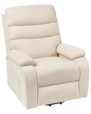 Electric Recliner Chair RISE with Footrest Fabric Light Beige_938755