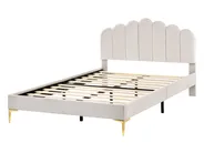 Bed Velvet SAUVIAN 140 x 200 cm (EU Double) Off-White_1014442