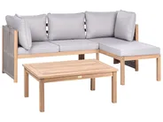 Garten Ecksofa mit Tisch 3-Sitzer ARABBA zertifiziertes Akazienholz Grau linksseitig_1049505
